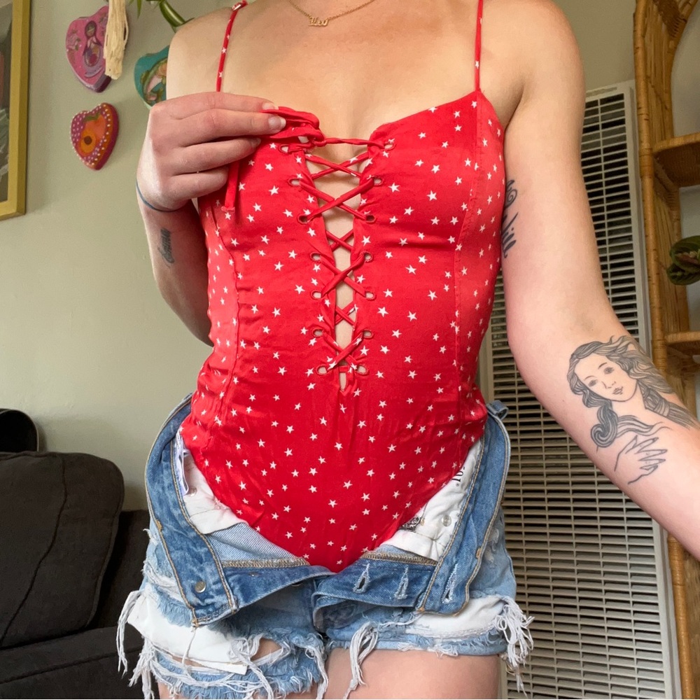 Deadstock Zara red corset bodysuit